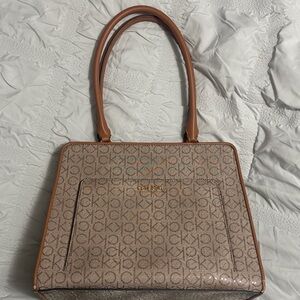 Calvin Klein Tan Logo Shoulder Bag